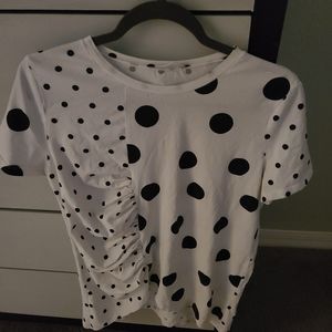 Zara Ruched Polka Dot Top